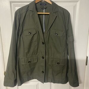 Lands' End Women's Olive Utility Jacket with Buttons & Pockets XL
